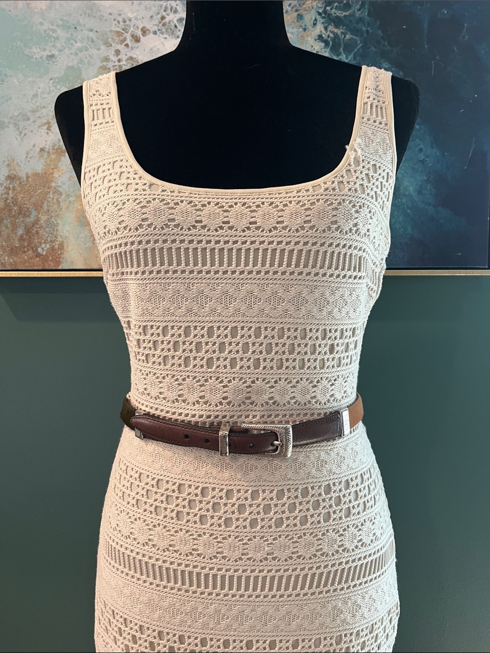 Brighton Colorblock Calf Hair Leather Belt with Silver Buckle - Picture 3 of 10